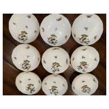 Herend Rothschild Bird China Dinnerware Set with Bird and Butterfly Design - Gold Rimmed Herend Rothschild Bird China Dinnerware Set with Bird and Butterfly Design - Gold Rimmed