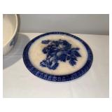 Antique English Blue Floral Ironstone  Cheese Dome with Plate Antique English Blue Floral Ironstone  Cheese Dome with Plate