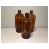 Set of 3 Vintage Amber Glass Bottles Set of 3 Vintage Amber Glass Bottles
