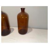 Set of 3 Vintage Amber Glass Bottles Set of 3 Vintage Amber Glass Bottles
