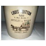 Antique Stoneware Jug with Louis Vuitton Paris Design Antique Stoneware Jug with Louis Vuitton Paris Design