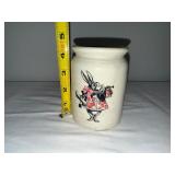 Antique English Ironstone Jar with Rabbit in Playing Card Outfit Antique English Ironstone Jar with Rabbit in Playing Card Outfit