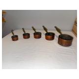 Vintage French Copper Measuring Cup Set with Handles Vintage French Copper Measuring Cup Set with Handles