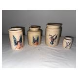 Set of 4 Patriotic Antique English Ironstone Jars with Eagle and Flag Motifs Set of 4 Patriotic Antique English Ironstone Jars with Eagle and Flag Motifs