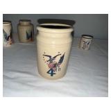 Set of 4 Patriotic Antique English Ironstone Jars with Eagle and Flag Motifs Set of 4 Patriotic Antique English Ironstone Jars with Eagle and Flag Motifs