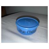 Set of 4 Vintage Christmas-Themed Ironstone and Blue Milk Glass Containers Set of 4 Vintage Christmas-Themed Ironstone and Blue Milk Glass Containers