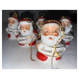 Set of 6 Vintage Santa Claus Ceramic Bell Ornaments with Holiday Greetings Set of 6 Vintage Santa Claus Ceramic Bell Ornaments with Holiday Greetings