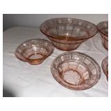 Vintage Pink Depression Glass Bowl Set with Floral Design - 6 Piece Vintage Pink Depression Glass Bowl Set with Floral Design - 6 Piece
