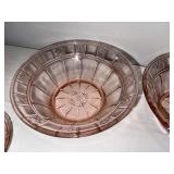 Vintage Pink Depression Glass Bowl Set with Floral Design - 6 Piece Vintage Pink Depression Glass Bowl Set with Floral Design - 6 Piece