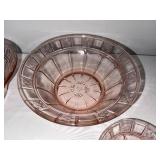 Vintage Pink Depression Glass Bowl Set with Floral Design - 6 Piece Vintage Pink Depression Glass Bowl Set with Floral Design - 6 Piece