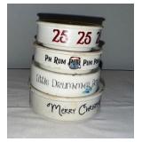 Set of 4 Holiday-Themed Antique English Ironstone Containers with Festive Inscriptions Set of 4 Holiday-Themed Antique English Ironstone Containers with Festive Inscriptions