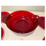 Ruby Red Depression Glass Serving Bowl with 5 Matching Plates Ruby Red Depression Glass Serving Bowl with 5 Matching Plates
