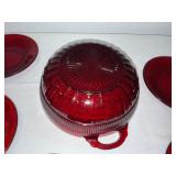 Ruby Red Depression Glass Serving Bowl with 5 Matching Plates Ruby Red Depression Glass Serving Bowl with 5 Matching Plates