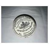 Antique English Advertising Ironstone Jewsbury & Brown Porcelain Toothpaste Jar Antique English Advertising Ironstone Jewsbury & Brown Porcelain Toothpaste Jar