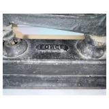 Antique French Roberval Cast Iron Balance Scale with Brass Weighing Pans Antique French Roberval Cast Iron Balance Scale with Brass Weighing Pans