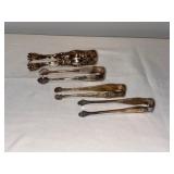 Vintage French Silver-Plated Sugar Tongs Set of 4 Ornate Designs Vintage French Silver-Plated Sugar Tongs Set of 4 Ornate Designs