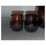 Vintage English Amber Glass Marmite Jars Set - 16 oz & Four 1 oz Collectibles Vintage English Amber Glass Marmite Jars Set - 16 oz & Four 1 oz Collectibles