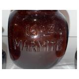 Vintage English Amber Glass Marmite Jars Set - 16 oz & Four 1 oz Collectibles Vintage English Amber Glass Marmite Jars Set - 16 oz & Four 1 oz Collectibles