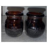 Vintage English Amber Glass Marmite Jars Set - 16 oz & Four 1 oz Collectibles Vintage English Amber Glass Marmite Jars Set - 16 oz & Four 1 oz Collectibles
