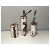 Set of 3 Rustic Architectural Salvage White Wooden Vases Set of 3 Rustic Architectural Salvage White Wooden Vases