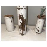 Set of 3 Rustic Architectural Salvage White Wooden Vases Set of 3 Rustic Architectural Salvage White Wooden Vases