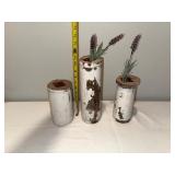 Set of 3 Rustic Architectural Salvage White Wooden Vases Set of 3 Rustic Architectural Salvage White Wooden Vases