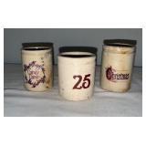 Set of 3 Vintage English Ironstone Christmas Crocks - Candy Canes, 25, Christmas Set of 3 Vintage English Ironstone Christmas Crocks - Candy Canes, 25, Christmas