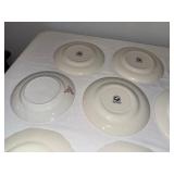 Vintage Red and White Stamped Transferware Plate Collection, 12 Pieces Vintage Red and White Stamped Transferware Plate Collection, 12 Pieces