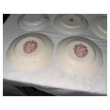 Vintage Red and White Stamped Transferware Plate Collection, 12 Pieces Vintage Red and White Stamped Transferware Plate Collection, 12 Pieces