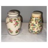 Vintage Floral Japanese Ceramic Salt Shaker and Jar Set Vintage Floral Japanese Ceramic Salt Shaker and Jar Set