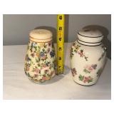 Vintage Floral Japanese Ceramic Salt Shaker and Jar Set Vintage Floral Japanese Ceramic Salt Shaker and Jar Set
