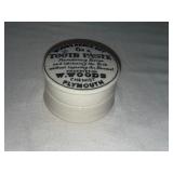 Antique English Advertising Ironstone Woods Areca Nut Tooth Paste Pot - W. Woods Chemist Plymouth Antique English Advertising Ironstone Woods Areca Nut Tooth Paste Pot - W. Woods Chemist Plymouth