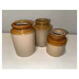 Vintage 3-Piece Ironstone English Stoneware Pottery Jar Set with Maker Vintage 3-Piece Ironstone English Stoneware Pottery Jar Set with Maker