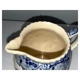 French Ironstone Stamped Blue and White Ceramic Jug and Bowl Collection French Ironstone Stamped Blue and White Ceramic Jug and Bowl Collection