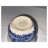 French Ironstone Stamped Blue and White Ceramic Jug and Bowl Collection French Ironstone Stamped Blue and White Ceramic Jug and Bowl Collection