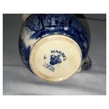 French Ironstone Stamped Blue and White Ceramic Jug and Bowl Collection French Ironstone Stamped Blue and White Ceramic Jug and Bowl Collection