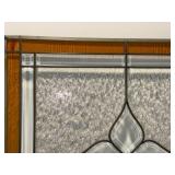 Vintage Signed Stained Glass Window Panel with Floral Motif Vintage Signed Stained Glass Window Panel with Floral Motif