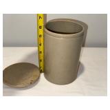 English Antique Lidded Stoneware Crock with Lid - Rustic Kitchen Storage English Antique Lidded Stoneware Crock with Lid - Rustic Kitchen Storage