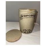 Antique English Lidded 2 lb Stoneware Popcorn Crock Antique English Lidded 2 lb Stoneware Popcorn Crock