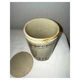 Antique English Lidded 2 lb Stoneware Popcorn Crock Antique English Lidded 2 lb Stoneware Popcorn Crock
