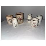 Antique English Collection of 6 Ironstone Jars - Branded & Decorative Designs Antique English Collection of 6 Ironstone Jars - Branded & Decorative Designs