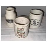 Antique English Collection of 6 Ironstone Jars - Branded & Decorative Designs Antique English Collection of 6 Ironstone Jars - Branded & Decorative Designs