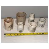 Antique English Collection of 6 Ironstone Jars - Branded & Decorative Designs Antique English Collection of 6 Ironstone Jars - Branded & Decorative Designs