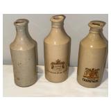 Antique English Stoneware Champagne Bottles Lot of 3 - Unique Branding Antique English Stoneware Champagne Bottles Lot of 3 - Unique Branding