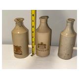 Antique English Stoneware Champagne Bottles Lot of 3 - Unique Branding Antique English Stoneware Champagne Bottles Lot of 3 - Unique Branding