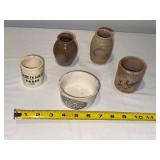 Antique European Ceramic Pots Collection - 5 Assorted Pieces with Distinct Markings Antique European Ceramic Pots Collection - 5 Assorted Pieces with Distinct Markings
