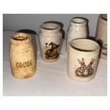 Lot of 13 English Decorative Ironstone Jars with Animal Designs Lot of 13 English Decorative Ironstone Jars with Animal Designs