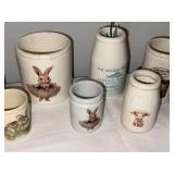 Lot of 13 English Decorative Ironstone Jars with Animal Designs Lot of 13 English Decorative Ironstone Jars with Animal Designs