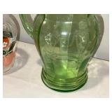 Lot of 4 Vintage Style Glass Pitchers & Bottles - Decorative Assortment Lot of 4 Vintage Style Glass Pitchers & Bottles - Decorative Assortment