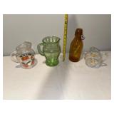 Lot of 4 Vintage Style Glass Pitchers & Bottles - Decorative Assortment Lot of 4 Vintage Style Glass Pitchers & Bottles - Decorative Assortment